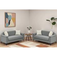 2-Seater Sofa Set – Space-Saving Design For Small Apartments, Comfortable Fabric Cover, Sturdy Metal Legs, Modern Living Room Sofa Set - 淺灰色 - 查看 9