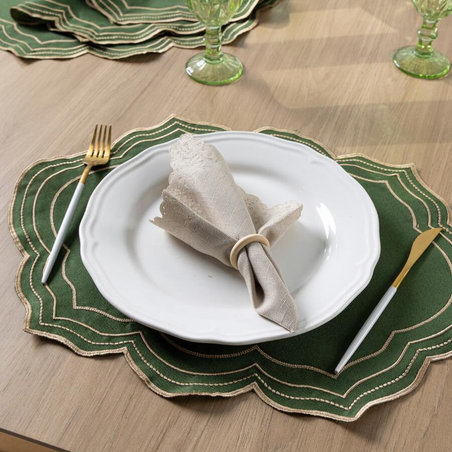 Kit Jogo Americano Sousplat Bordado Suplat de Mesa Posta Com Guardanapos Simples
