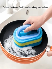 Bông tắm đa năng kiêm bàn chải chà rửa cầm tay, không cần điện, tẩy vết bẩn mạnh mẽ, dụng cụ vệ sinh gia đình đa năng, thích hợp cho nhà bếp, phòng tắm, nhà vệ sinh, kính, tường, gốm sứ, gạch, phòng khách và bề mặt xe hơi, dụng cụ vệ sinh gia đình thiết yếu bền bỉ. - nhiều màu - Xem 2