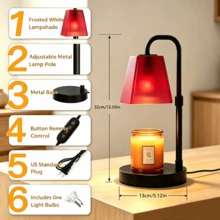 1PCS Durable Overheat Protection Candle Warmer Lamp With Frosted Shade, Height Adjustable Electric Wax Melter With Timer & Dimmable Lighting, GU10 Bulb Included, Long-Lasting Candle Melting Lamp For Home Daily Use, Perfect Gift For Family Friends Birthday Housewarming - US A Type Plug(110-127V) - View 10