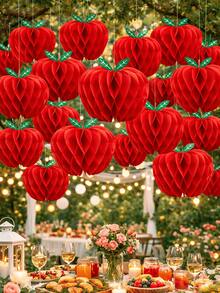 5/3/1件 3D紅色蘋果造型蜂巢紙裝飾，懸掛式紙蘋果飾品，適用學校、花園、房間、生日派對裝飾，教室返校裝飾 - D - 查看 5