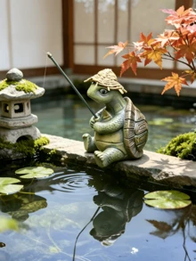 1 pieza Tortuga de Pesca Divertida de Resina de Dibujos Animados Decoración de Jardín, Adecuada para Decoración de Estanque Exterior/Patio, Decoración de Características de Agua, Perfecta para Jardinería del Hogar Europeo y Americano, Estatua en Miniatura Creativa, Gran Opción de Regalo, Decoración de Jardín, Ornamento de Jardinería, Jardinero Pescador, Decoración de Jardín de Ocio, Decoración de Gnomo de Jardín del Hogar (Caña de Pescar Dentro de la Caja) - Múltiples estilos - Ver 4