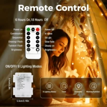 1pc 100/200 LEDs Battery Operated Fairy String Lights, 32/65ft Waterproof Battery Box With Remote & Timer, 8 Modes Dimmable Copper Wire Lights For Mother's Day, Graduation Party, Camping, Wedding & Summer Garden Decor - Warm white light - View 3