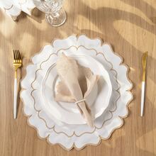 American-Style Placemat Set With Embroidered Charger Plates And Simple Napkins. Table Setting Kit With Simple Napkins. - F Ngà voi - Xem 9