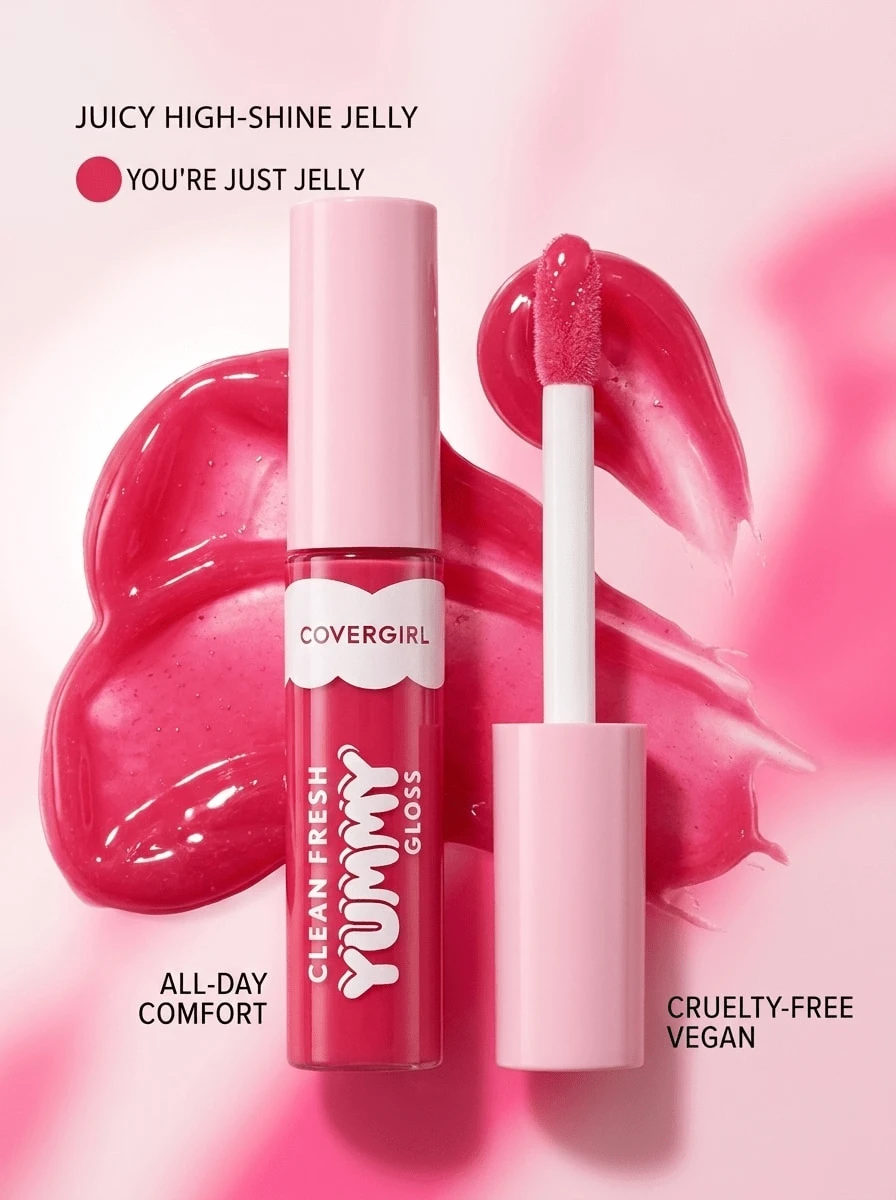 CoverGirl Clean Fresh Yummy Gloss 350 You're Just Jelly 0.33oz/10ml - Makeup,Base,Day Long Lasting,For Women Girls,Men Boy,Suitable For Birthday,Party,Office,,Ideal For Y2K Fancy Fashion - You're Just Jelly - View 1