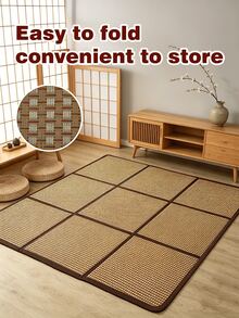 Foldable Japanese-Style Rattan Woven Cooling Mat, Breathable Non-Slip Tatami Floor Carpet For Bedroom/Living Room, Summer Use, Easy Storage - Folding Carpet - View 1