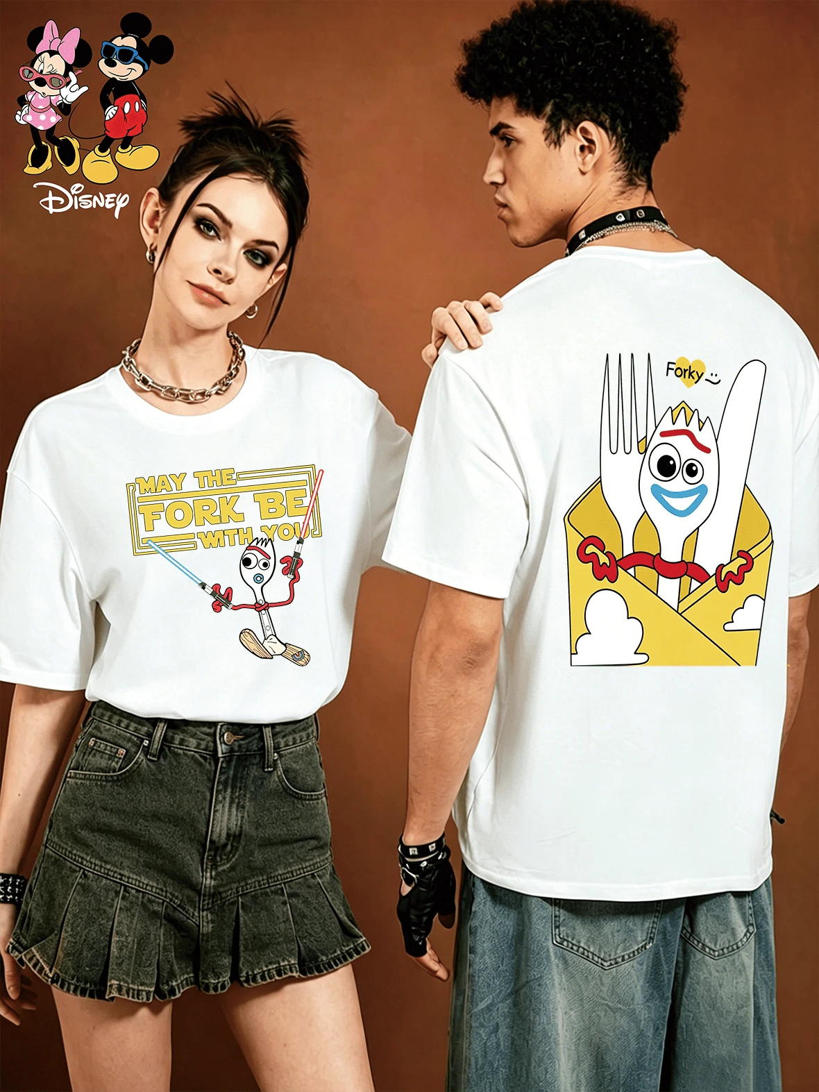 Disney Toy Story Forky Fun Pattern Y2K Print T-Shirt For Women, A Perfect Casual Printed T-Shirt For The Holidays. (Disney T-Shirt/Teen Girl Clothes/Tween Girl Clothes/Baby Tees For Women/Girls Clothes/Toddler Girls Clothes) - trắng - Xem 1