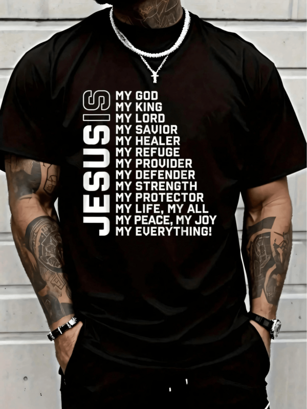 [% Cotton Jesus Is My God My King My Lord My Savior Christian-Shirt Graphic Tees Men Fashion Unisex-Shirt Graphic