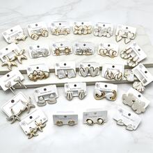 OBOVAY Bộ 3 đôi/24 đôi bông tai trang sức bằng thép không gỉ, thiết kế hình học, hoa, trái tim và bất đối xứng. Bông tai thanh lịch để đeo hàng ngày, món quà lý tưởng cho Ngày Valentine (Mẫu ngẫu nhiên) - Nhiều màu - Xem 1
