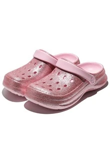 CIVHOM Zuecos para mujer con estampado de teñido anudado vibrante - Suaves, ligeros, transpirables, antideslizantes, cómodos para playa y jardín, calzado para todas las estaciones - Rosa - Ver 3