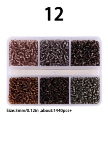 1440顆 3mm 多款玻璃種子珠，波希米亞圓形迷你玻璃珠與隔珠散珠，DIY 手工藝用品，適用於手工手鍊、項鍊、耳環、手機吊飾和友誼手鍊，珠寶愛好者的理想手工禮物材料 - A - 查看 12