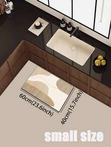 1pc Soft Rubber Absorbent Kitchen Mat, 3.5mm Thick Absorbent Pad Large Or Small Carpet, Minimalist Modern Style, Asymmetrical Geometric Patchwork, Can Be Cut To Fit Kitchen Size, Surface Fabric Material, Middle Sponge Layer, Bottom Rubber Layer, Suitable For Kitchen, Living Room, Bedroom, Children's Room - Multicolor - View 16