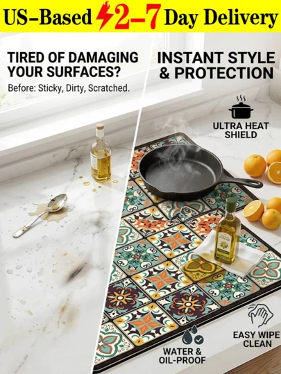 [Delivery Within 2-7 Days In The United States] Bohemian Vintage Style Table Placemat Heat Resistant Waterproof Anti-Slip Easy To Wipe Clean Colorful Decorative Dining Table Mat For Families Homeowners Housewives Multipurpose Protective Washing Machine Dust Cover Pad For Kitchen Dining Room Laundry Room Countertop Island Protection Decorative Home Mat Kitchen & Dining Tabletop Accessories Home Living Decor Serving Pad