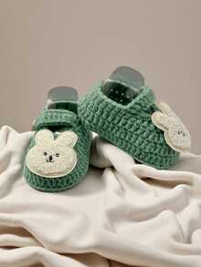1 Pair Infant Rabbit Applique Slippers, Beige & White Infant Shoes - Mint Green - View 6