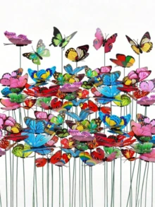 10pcs Butterfly Garden Decorations, Waterproof Butterfly Garden Decor, 3D Butterfly Party Decorations, Garden Yard Lawn Decor Stakes, Planter Pot Decorations, Wedding Decor, Garden Decorations, Valentine's Day Modern Home Decor - Multicolor - View 2