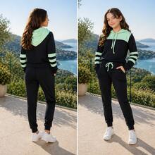 Girls' Tracksuit Set, Sizes 4 To 14 Years. - Mint Green - View 2