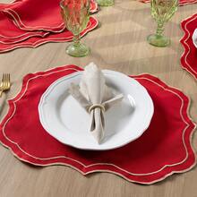 American-Style Placemat Set With Embroidered Charger Plates And Simple Napkins. Table Setting Kit With Simple Napkins. - Escocia Roja - Ver 3