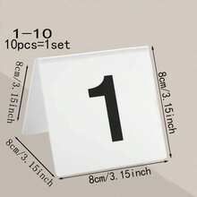 1 Bộ Số Bàn Gấp Hình Chữ V Màu Trắng Bằng Acrylic Dùng Để Đánh Dấu Chỗ Ngồi Cho Khách Tại Nhà Hàng, Quán Cà Phê, Tiệc Tổ Chức, Thẻ Lều Tái Sử Dụng - 10 cái - Xem 3