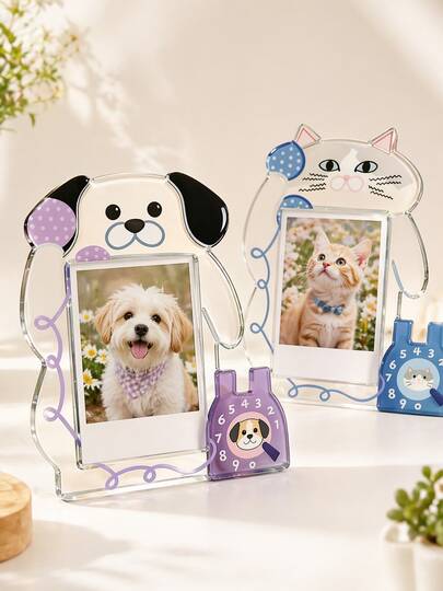 1个四季通用亚克力相框，高品质即时照片展示及收藏相框，适用于猫狗生日、2026新年、情人节礼物、春季家居装饰、复活节礼物、母亲节礼物、宠物纪念、桌面装饰、照片收藏相框