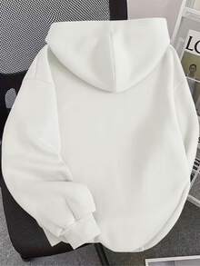 Women's Hoodie With Kangaroo Pocket, Casual Long Sleeve, Flannel Lined Cotton, Warm And Ideal For Winter - trắng - Xem 2