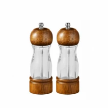 Bộ xay muối và tiêu bằng gỗ tùy chỉnh cá nhân (Không bao gồm khay) - Máy xay tiêu và muối biển thủ công 6,3 inch, có thể nạp lại, tùy chỉnh với tên/văn bản/logo, có cửa sổ quan sát bằng acrylic để phân biệt ngay lập tức giữa muối biển và tiêu đen. - Nhiều màu - Xem 12
