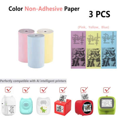 Giấy in nhiệt màu mini AI, 57x25mm, dạng cuộn, giấy in ảnh nhiệt, phù hợp với hầu hết các máy in bỏ túi.
