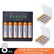 PowerKAN AA电池充电器套装:包含N6 6槽USB LED充电器(5V/2A)+ 8节800mAh镍氢充电电池。耐用、可充电和放电的智能电源套装,适合家庭使用。 - 是 - 查看 11