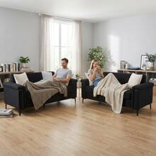 2-Seater Sofa Set – Space-Saving Design For Small Apartments, Comfortable Fabric Cover, Sturdy Metal Legs, Modern Living Room Sofa Set - 黑色 - 查看 6