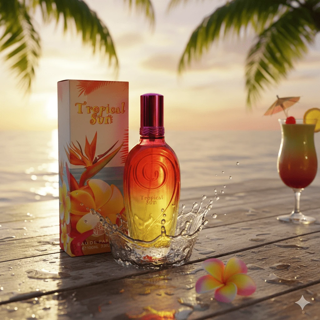 Perfume para Mujer Tropical Sun by Real Time - Eau de Parfum 100 ml (3.3 fl. oz.) | Fragancia Afrutada Almizclada | Notas de Papaya, Coco y Azúcar Moreno. - 100 ml - Ver 1