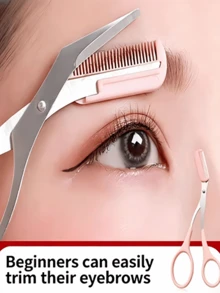2-In-1 Upgraded Eyebrow Razor With Comb, Curved Angle Face Shaver, Upgraded Precise Eyebrow Trimmer, Anti-Scratch Blades, Portable Grooming Tool, Unisex Daily Beauty Accessory, Travel Essential, Affordable Daily Makeup Item - Multicolor - View 3