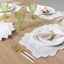 American-Style Placemat Set With Embroidered Charger Plates And Simple Napkins. Table Setting Kit With Simple Napkins. - Marfil de Verona - Ver 6