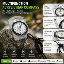 1pc Mini Acrylic Map Compass With Ruler - Transparent Portable Navigation Tool With Lanyard, Suitable For Hiking, Camping And Orienteering - one-size - View 5