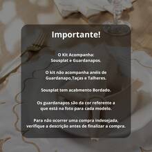 Kit Jogo Americano Sousplat Bordado Suplat de Mesa Posta Com Guardanapos Simples - Napoles - Visão 8