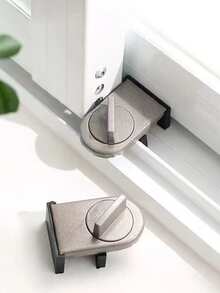 1 pieza Cerradura de multifunción, adecuada para niños y mascotas, cerradura antirrobo para puerta, cerrojo para ventana corrediza, broche de fijación de malla mosquitera de aleación de aluminio, cerrojo de para puerta corredera de la sala de estar, limitador de puerta corredera de protección - Tipo A - Ver 7