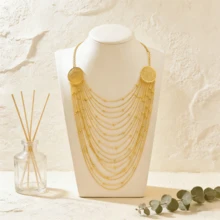 Collier à plusieurs rangs de franges exquis, collier de style exotique à design ajouré, accessoire mode pour robe de soirée de mariée - Taille unique - Voir 8