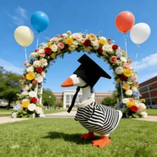 Graduation Desktop Goose Outfit Creative Mini Plastic Goose Striped Clothes, Hat, Sunglasses For Home Party Decor - Black - View 4