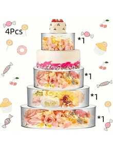 Bộ 4 giá đỡ bánh bằng acrylic trong suốt, có thể đựng bánh tròn và bánh nhiều tầng. Thích hợp để trưng bày thực phẩm trong đám cưới, sinh nhật và các buổi tụ họp khác. - Trong sáng - Xem 9