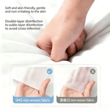 Bộ ga trải giường dùng một lần 3 món/bộ cho 1 người hoặc 4 món/bộ cho 2 người, đồ dùng du lịch & khách sạn, bộ đồ giường bảo vệ vệ sinh, bộ ga trải giường và vỏ gối dùng một lần cỡ lớn & dày dặn. - trắng - Xem 6