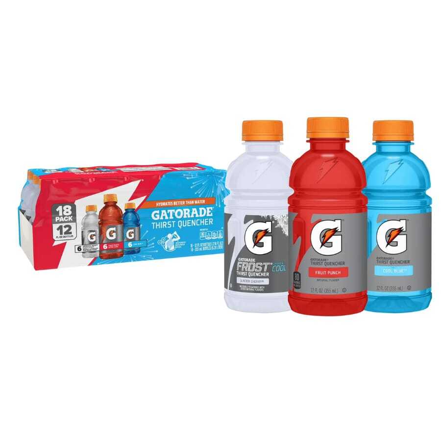 Gatorade Fruit Punch, Cherry & Blue Variety Electrolyte Drink Pack – 18 Bottles, 12oz Each - 15g - View 1