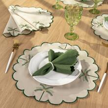 American-Style Placemat Set With Embroidered Charger Plates And Simple Napkins. Table Setting Kit With Simple Napkins. - Tropical Hazelnut - View 4