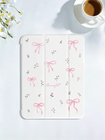 Ốp lưng bảo vệ phẳng thiết kế hoa nơ chuyển màu, tương thích với iPad 10.2" (A16) 11" thế hệ thứ 11 2025 thế hệ thứ 9/10, Air 4 10.9", Galaxy Tab A9+/A11+, chống rơi, hỗ trợ chế độ ngủ/thức, quà tặng lãng mạn.