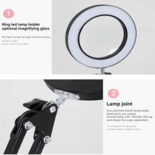 1 chiếc kính lúp 10X có đèn và chân đế, đèn lúp để bàn dùng nguồn USB, đèn bàn LED 2 trong 1 có thể điều chỉnh độ phóng đại, 3 chế độ ánh sáng 10 mức độ sáng, xoay 360°, thích hợp cho làm móng, làm đẹp, thêu thùa, đọc sách, thủ công, sửa chữa, vẽ tranh. - Đèn bàn kính lúp 10x - Xem 6