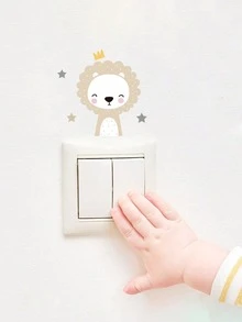 Set de 6 pegatinas de interruptor con caras sonrientes de animales de dibujos animados, decoración para la habitación de los niños - Multicolor - Ver 3