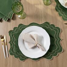 American-Style Placemat Set With Embroidered Charger Plates And Simple Napkins. Table Setting Kit With Simple Napkins. - Verona Musgo - Ver 4