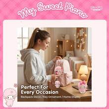 SANRIO 可爱三丽鸥 My Sweet Piano 毛绒钥匙扣 – 粉色可爱包包配饰，适合女性和学生，是生日、万圣节、感恩节、圣诞节和情人节的完美收藏玩具和节日礼物 - 彩色 - 查看 5