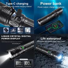 Most Powerful LED Flashlight USB Rechargeable Tactical Torch Light Ultra Bright Long Shot Zoom Flashlight Fishing Lamp - Black - View 9