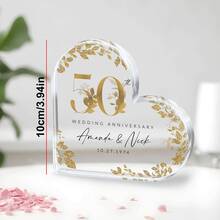 50周年纪念牌匾,金婚纪念礼物,50周年结婚纪念牌匾,送给情侣的最佳个性化礼物,送给妻子或丈夫的理想结婚纪念日礼物,客厅家居装饰,生日礼物,心形亚克力50周年结婚纪念牌匾,送给父母的礼物,结婚纪念日礼物,送给每个人的最佳个性化礼物,客厅家居装饰,2026系列 - F-50週年紀念卡磚 - 查看 3