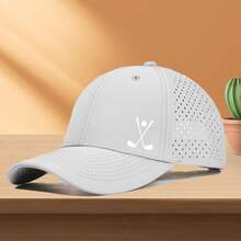 1 Piece Quick Dry Golf Hat With Hole Mesh,10 Colors Available, "Mixed Golf Scarf" Pattern Printed Truck Hat - Xám - Xem 2
