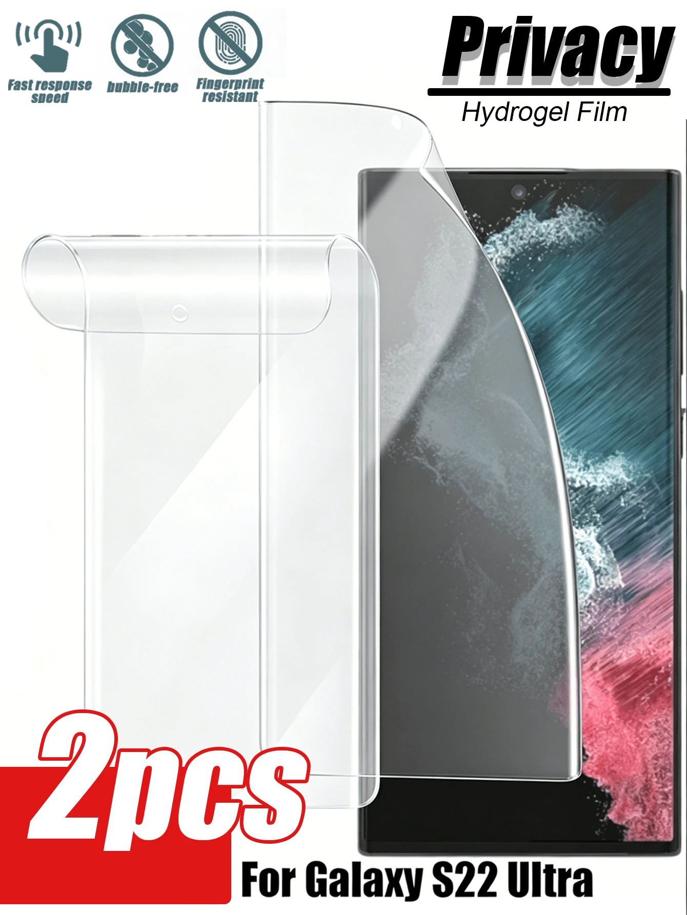 2片装高清注水防刮屏幕保护膜，兼容三星S24FE/S23FE/S21FE/S20FE/S26 Ultra/S26 Plus/S26/S25 Ultra/S25 Plus/S25/S24 Ultra/S24 Plus/S24/S23 Plus/S23/S22 Plus/S22/S21 Plus/S21/A90/A80/A72/A71/A56/A55/A54/A53/A36/A35/A34/A26/A25/A24/A17/A16/A15/A07/A06系列，注水膜设计，超清透亮，自修复划痕，适用于多种场景。