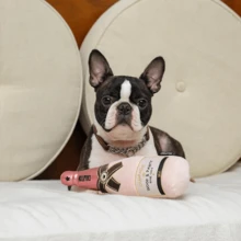Dog Toy, Squeaky Dog Toys For Boredom, Plush Dog Present Chew Toy For All Breeds Dogs, Champagne Shape Interactive Dog Toys For Birthday Stimulating Gifts - Chai rượu sâm panh hồng - Xem 5